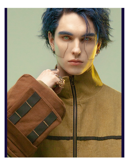 Futuristic Sandstone Asymmetrical Jacket -  brown jacket - Futuristic Sandstone Asymmetrical Jacket for Streetwear - View 11