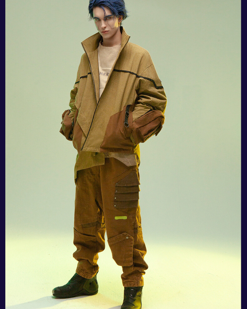 Futuristic Sandstone Asymmetrical Jacket -  ninja style - Futuristic Sandstone Asymmetrical Jacket for Streetwear - View 6