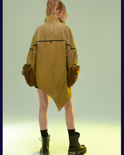 Futuristic Sandstone Asymmetrical Jacket -  techwear - Futuristic Sandstone Asymmetrical Jacket for Streetwear - View 7