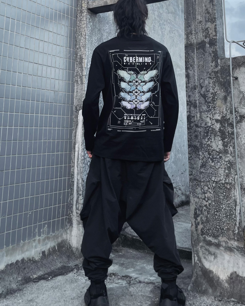 Futuristic Sci-Fi Crewneck Sweatshirt -  black crewneck sweatshirt - Futuristic Sci-Fi Crewneck Sweatshirt for Stylish Comfort - View 3