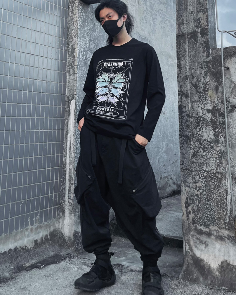 Futuristic Sci-Fi Crewneck Sweatshirt - stylish techwear top - Futuristic Sci-Fi Crewneck Sweatshirt for Stylish Comfort - View 2
