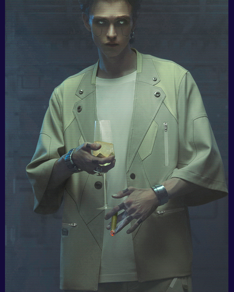 Futuristic Short Sleeve Cyber Suit -  comfortable fabric - Futuristic Short Sleeve Cyber Suit for Style Enthusiasts - View 4