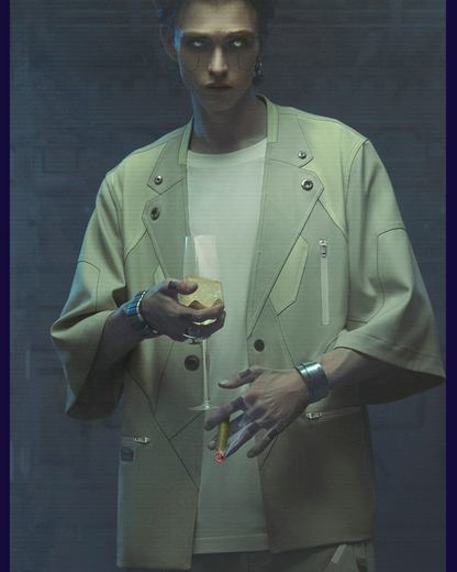 Futuristic Short Sleeve Cyber Suit -  comfortable fabric - Futuristic Short Sleeve Cyber Suit for Style Enthusiasts - View 4