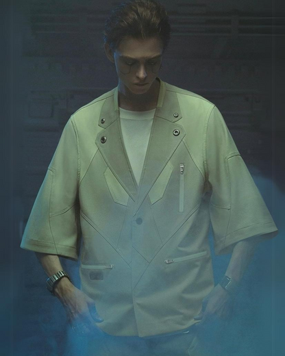 Futuristic Short Sleeve Cyber Suit - cyber suit - Futuristic Short Sleeve Cyber Suit for Style Enthusiasts - Main view