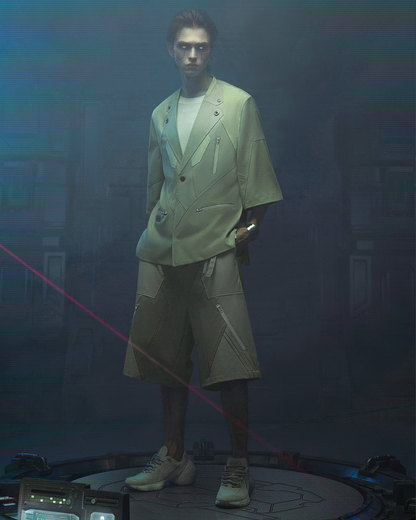 Futuristic Short Sleeve Cyber Suit -  future fashion - Futuristic Short Sleeve Cyber Suit for Style Enthusiasts - View 6