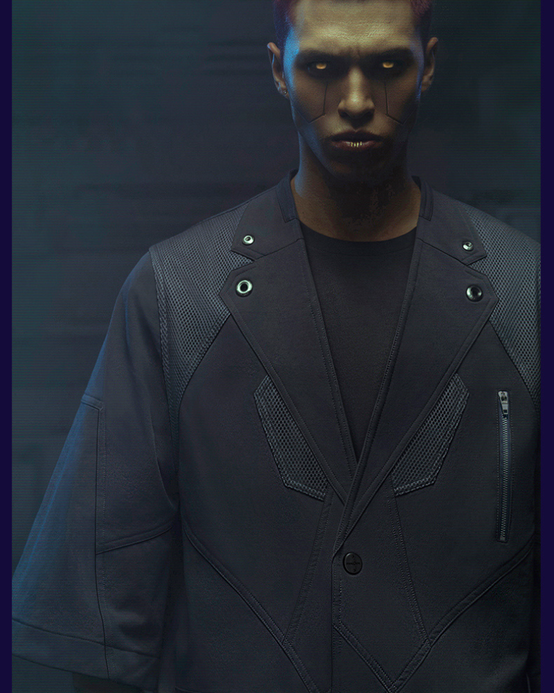 Futuristic Short Sleeve Cyberpunk Suit -  futuristic fashion - Futuristic Cyberpunk Short Sleeve Suit for Modern Style - View 3