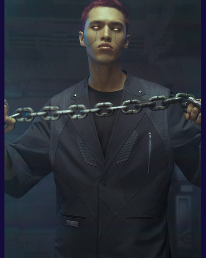 Futuristic Short Sleeve Cyberpunk Suit -  short sleeve suit - Futuristic Cyberpunk Short Sleeve Suit for Modern Style - View 5