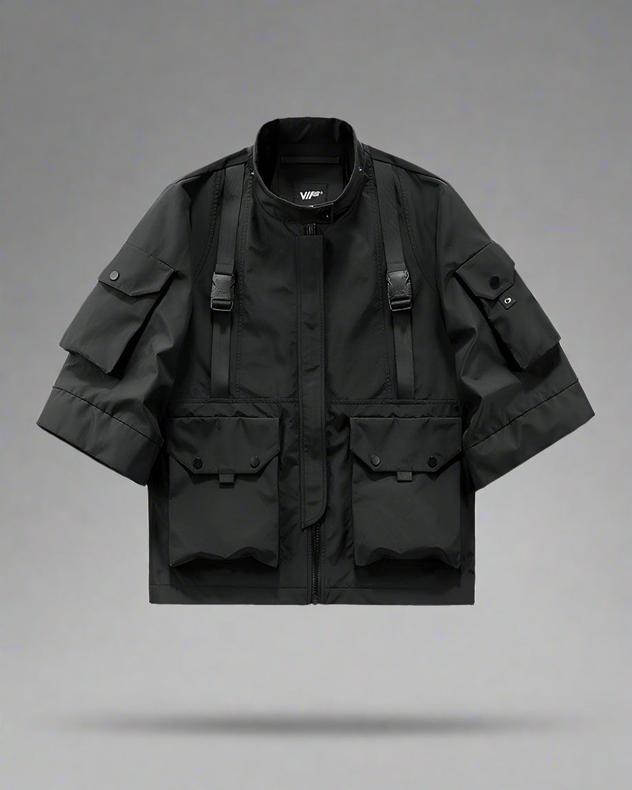 Futuristic Short Sleeve Hooded Jacket - short sleeve - Futuristic Short Sleeve Hooded Jacket for Urban Style - View 9