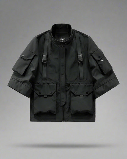 Futuristic Short Sleeve Hooded Jacket - short sleeve - Futuristic Short Sleeve Hooded Jacket for Urban Style - View 9