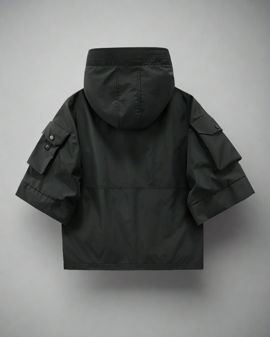 Futuristic Short Sleeve Hooded Jacket - stylish hooded jacket - Futuristic Short Sleeve Hooded Jacket for Urban Style - View 10