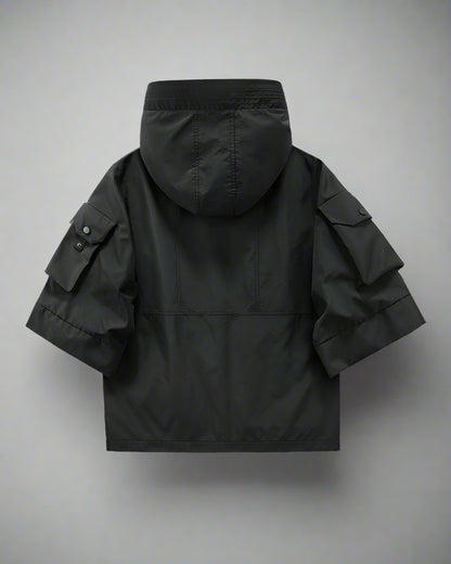 Futuristic Short Sleeve Hooded Jacket - stylish hooded jacket - Futuristic Short Sleeve Hooded Jacket for Urban Style - View 10