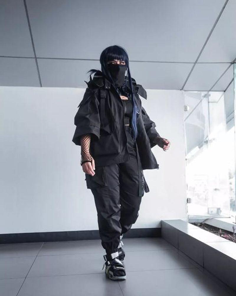 Futuristic Short Sleeve Hooded Jacket -  techwear - Futuristic Short Sleeve Hooded Jacket for Urban Style - View 5