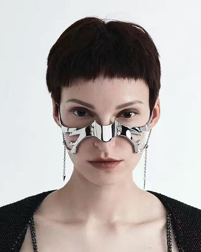 Futuristic Silver Lip Ring Mask - lip ring - Futuristic Silver Lip Ring Mask for Cyberpunk Style - View 2