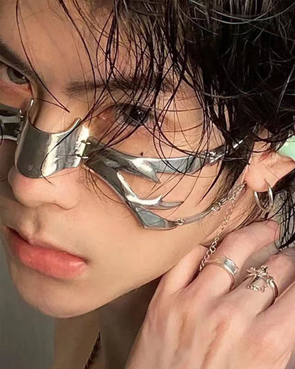 Futuristic Silver Lip Ring Mask - lip ring - Futuristic Silver Lip Ring Mask for Cyberpunk Style - View 10