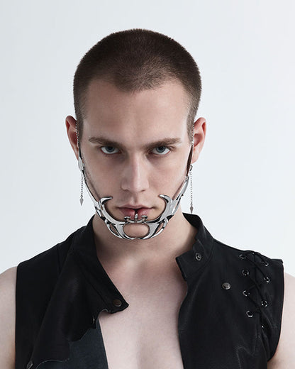 Futuristic Silver Lip Ring Mask -  adjustable lip ring - Futuristic Silver Lip Ring Mask for Cyberpunk Style - View 3