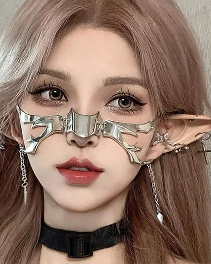 Futuristic Silver Lip Ring Mask -  techwear - Futuristic Silver Lip Ring Mask for Cyberpunk Style - View 8