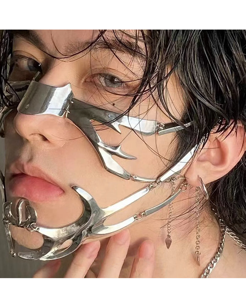 Futuristic Silver Lip Ring Mask - cyberpunk fashion - Futuristic Silver Lip Ring Mask for Cyberpunk Style - View 9