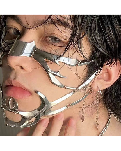 Futuristic Silver Lip Ring Mask - cyberpunk fashion - Futuristic Silver Lip Ring Mask for Cyberpunk Style - View 9