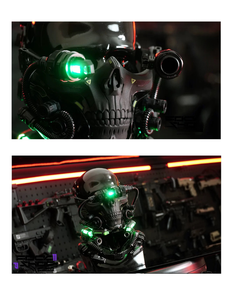 Futuristic Skull Half Mask -  adjustable mask for adults - Futuristic Cyberpunk Half Skull Mask for Photography - View 10