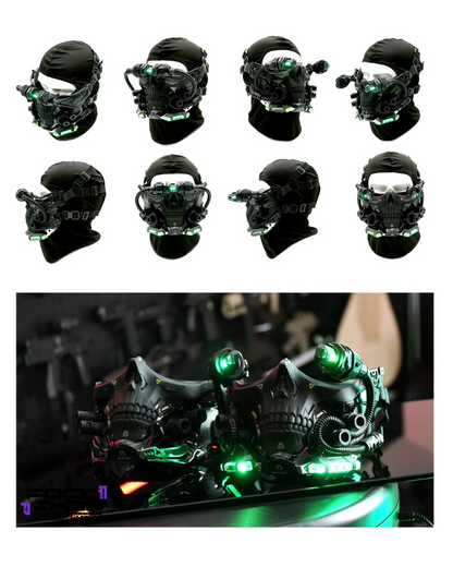 Futuristic Skull Half Mask -  adjustable mask for adults - Futuristic Cyberpunk Half Skull Mask for Photography - View 17