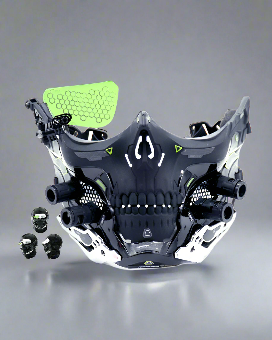 Futuristic Skull Half Mask -  adjustable mask for adults - Futuristic Cyberpunk Half Skull Mask for Photography - View 3