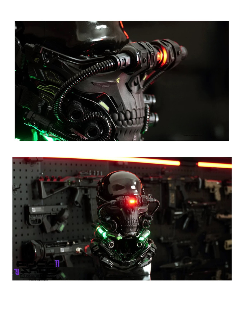 Futuristic Skull Half Mask -  costume accessory - Futuristic Cyberpunk Half Skull Mask for Photography - View 11