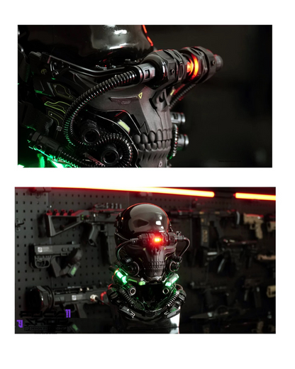 Futuristic Skull Half Mask -  costume accessory - Futuristic Cyberpunk Half Skull Mask for Photography - View 11