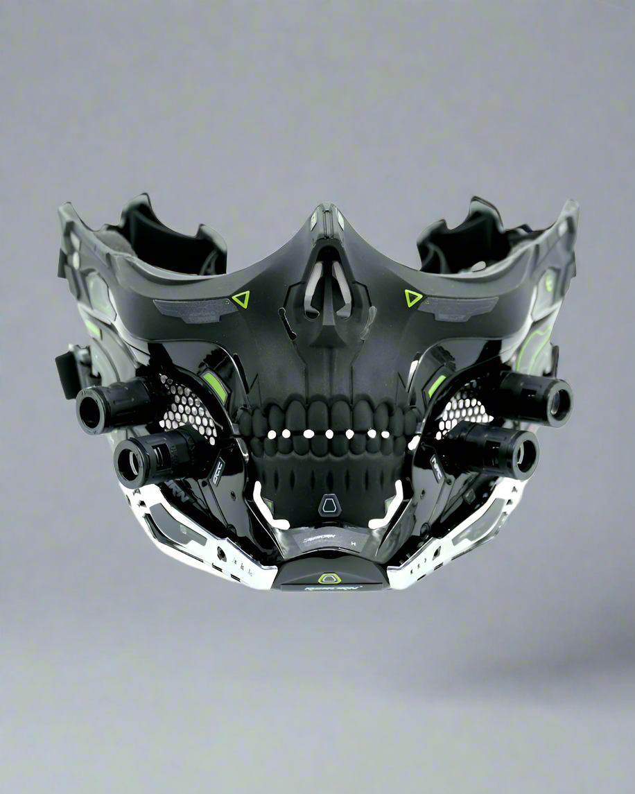 Futuristic Skull Half Mask -  costume accessory - Futuristic Cyberpunk Half Skull Mask for Photography - View 4