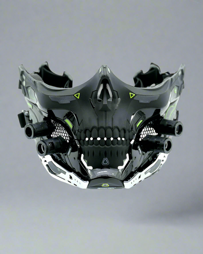 Futuristic Skull Half Mask -  costume accessory - Futuristic Cyberpunk Half Skull Mask for Photography - View 4