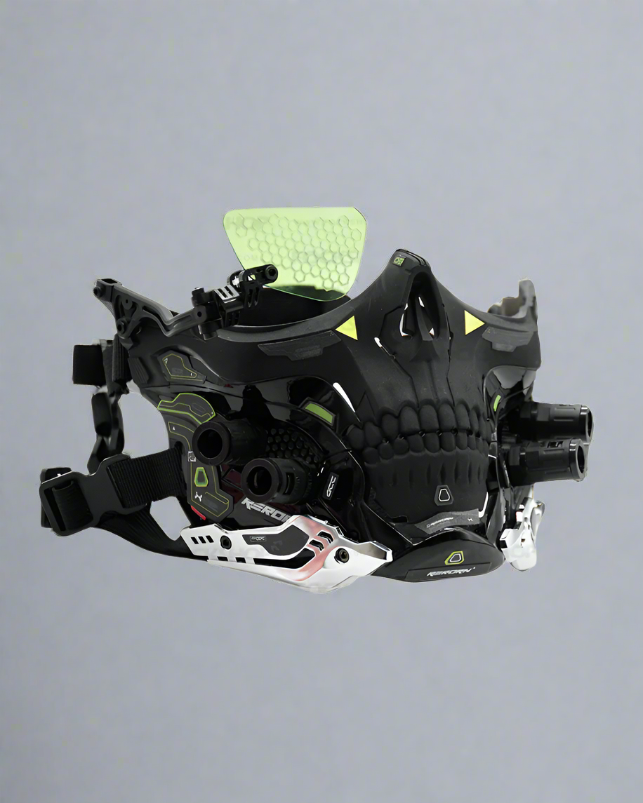 Futuristic Skull Half Mask - cyberpunk half face mask - Futuristic Cyberpunk Half Skull Mask for Photography - Main view