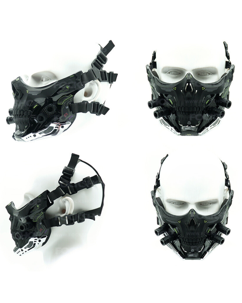 Futuristic Skull Half Mask - cyberpunk half face mask - Futuristic Cyberpunk Half Skull Mask for Photography - View 15