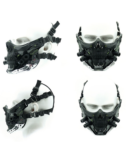 Futuristic Skull Half Mask - cyberpunk half face mask - Futuristic Cyberpunk Half Skull Mask for Photography - View 15