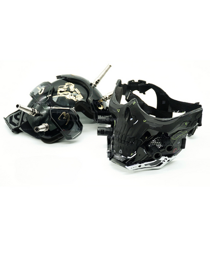 Futuristic Skull Half Mask -  cyberpunk mask - Futuristic Cyberpunk Half Skull Mask for Photography - View 12