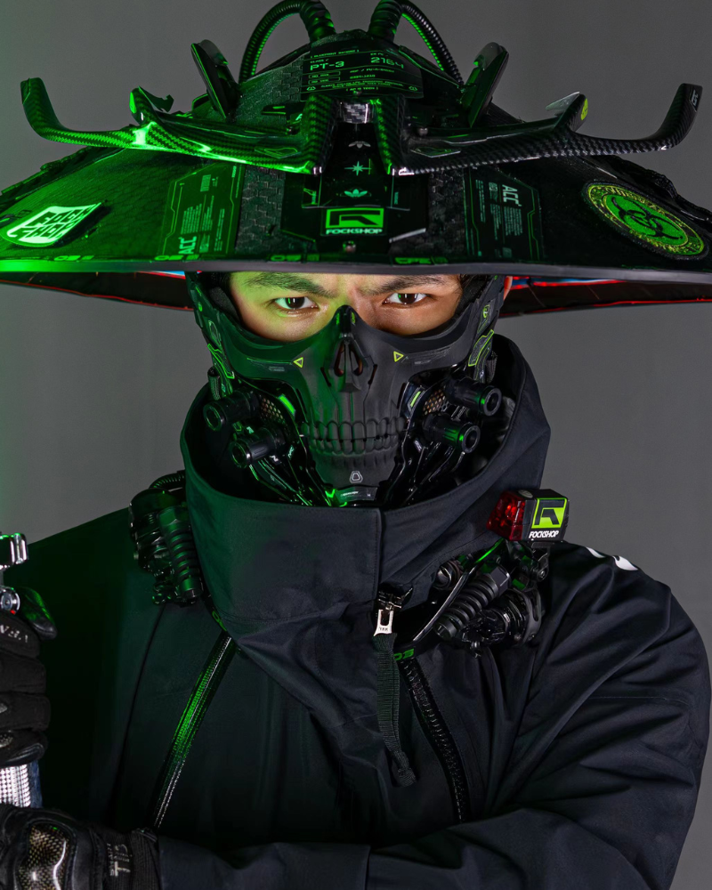 Futuristic Skull Half Mask -  cyberpunk mask - Futuristic Cyberpunk Half Skull Mask for Photography - View 5
