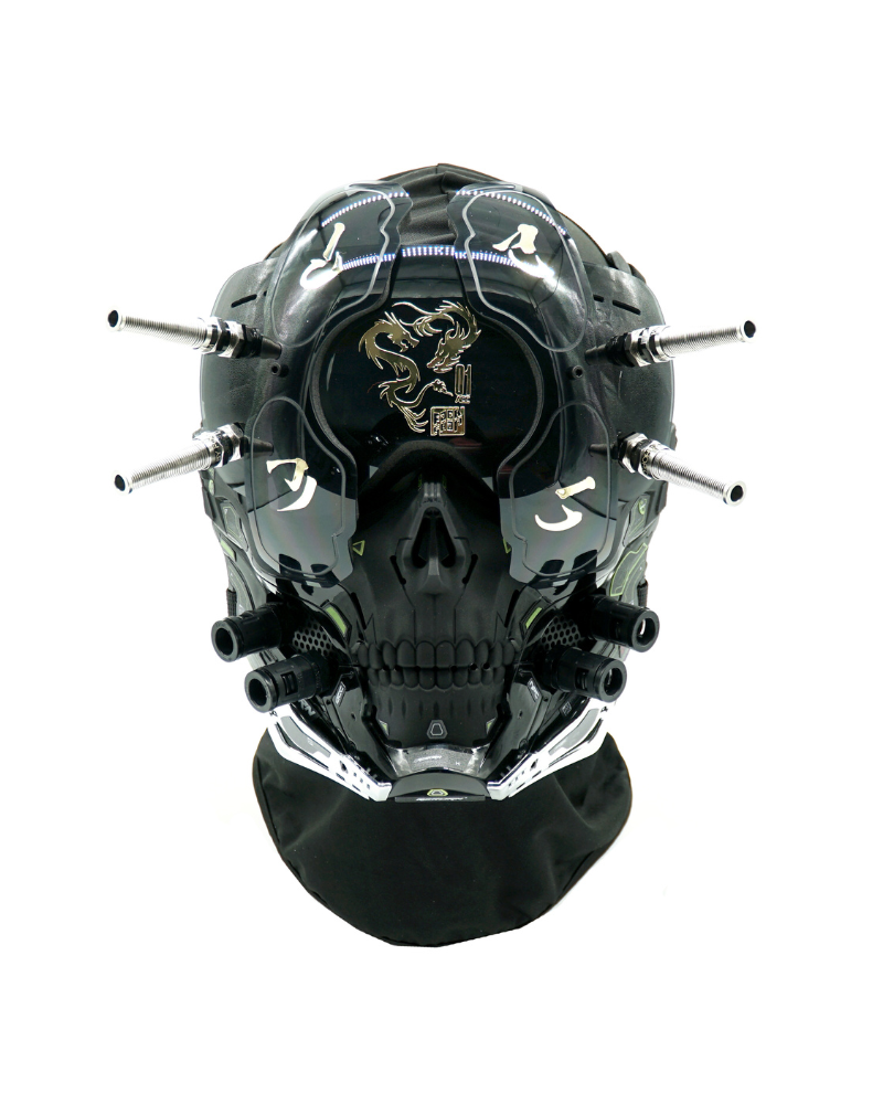 Futuristic Skull Half Mask -  performance wear - Futuristic Cyberpunk Half Skull Mask for Photography - View 13