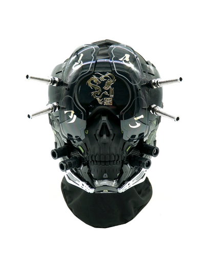 Futuristic Skull Half Mask -  performance wear - Futuristic Cyberpunk Half Skull Mask for Photography - View 13
