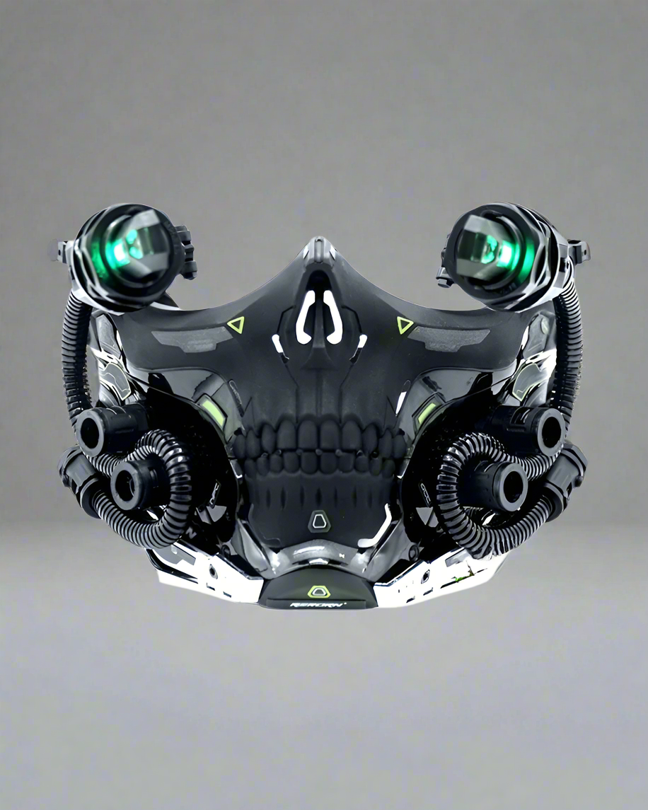 Futuristic Skull Half Mask - skull mask - Futuristic Cyberpunk Half Skull Mask for Photography - View 2