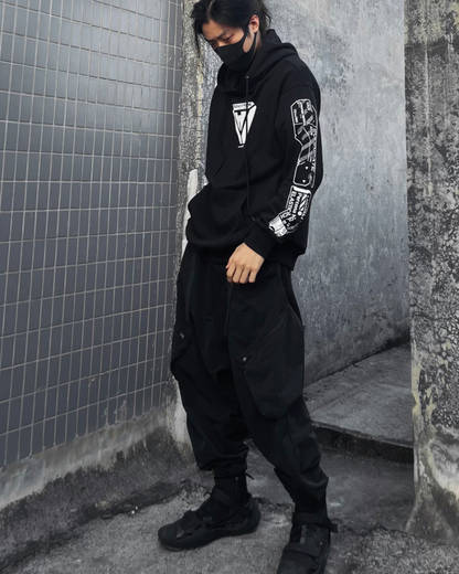 Futuristic Skull Tech Hoodie -  cyberpunk streetwear - Futuristic Skull Tech Hoodie for Stylish Streetwear - View 4