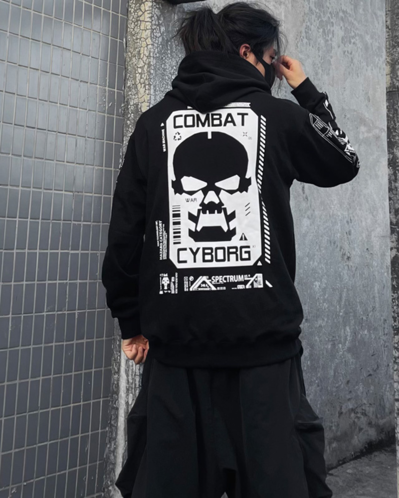Futuristic Skull Tech Hoodie - skull hoodie - Futuristic Skull Tech Hoodie for Stylish Streetwear - Main view