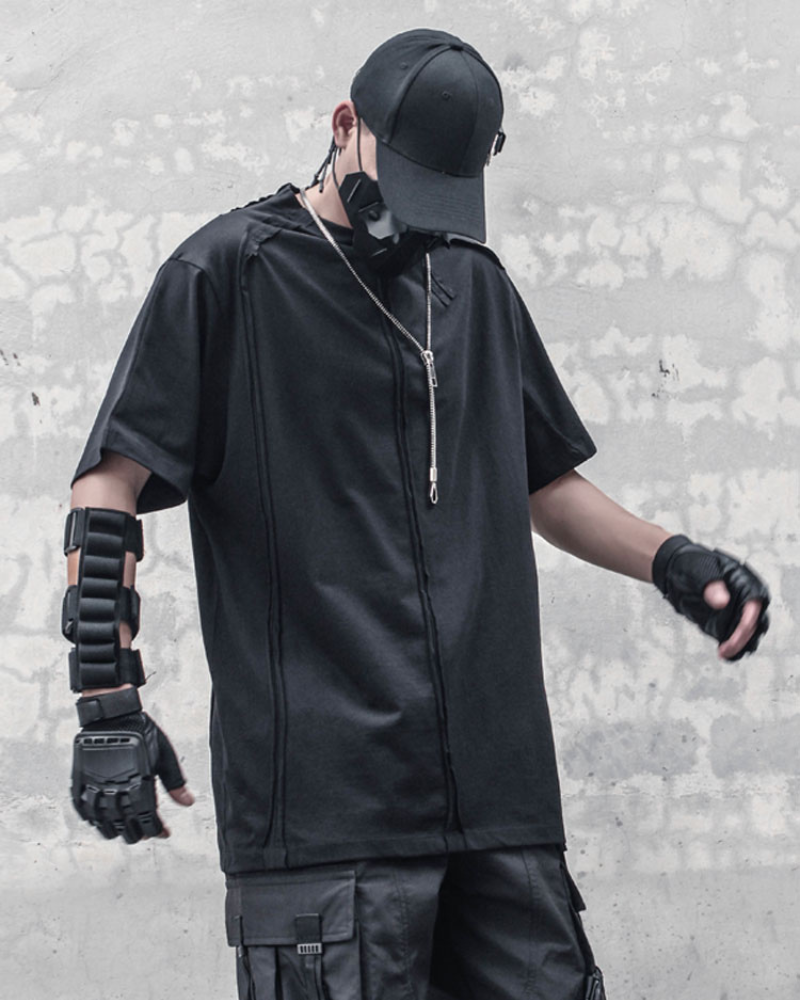 Futuristic Spliced Tech T-Shirt -  breathable cotton t-shirt - Futuristic Spliced Tech T-Shirt for Urban Style - View 3
