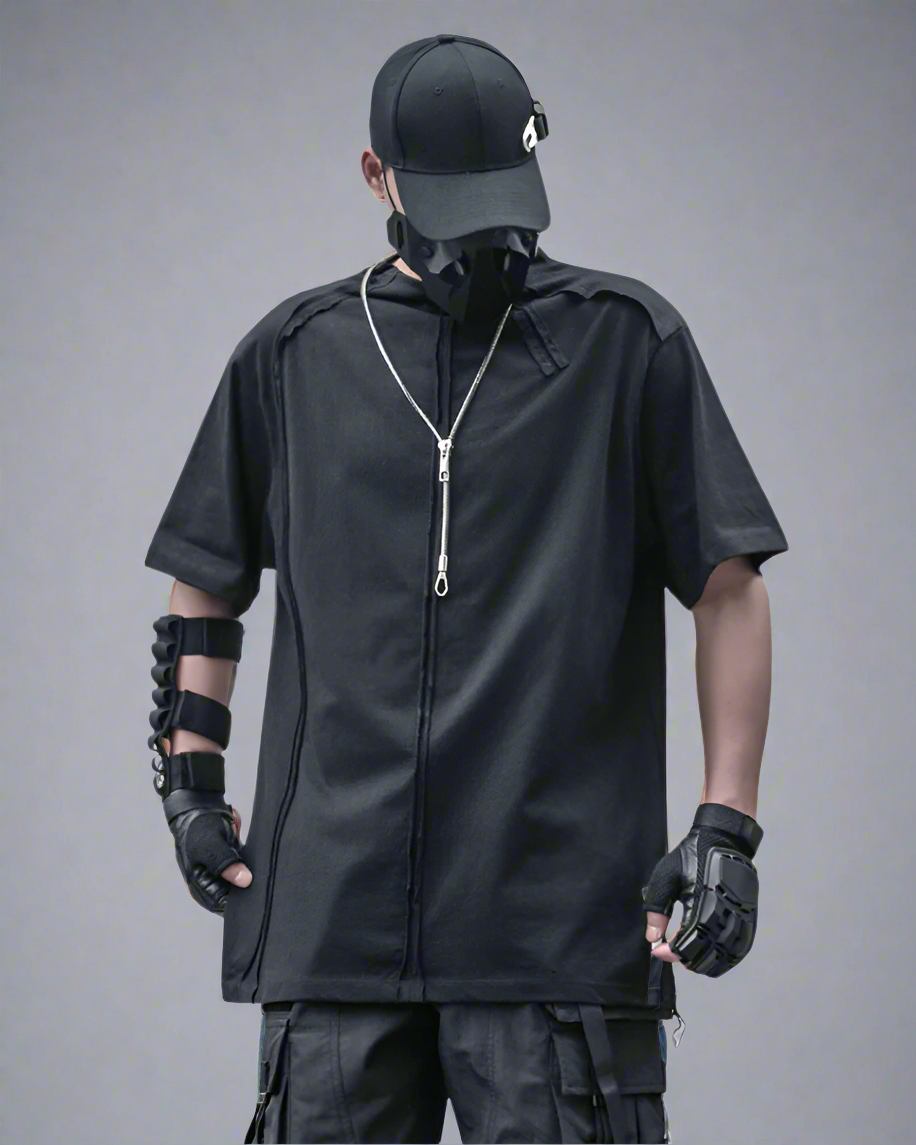 Futuristic Spliced Tech T-Shirt - tech t-shirt - Futuristic Spliced Tech T-Shirt for Urban Style - Main view