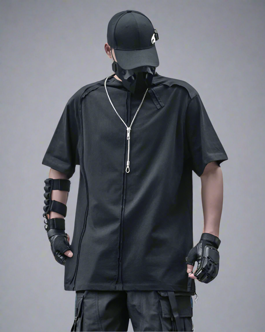 Futuristic Spliced Tech T-Shirt - tech t-shirt - Futuristic Spliced Tech T-Shirt for Urban Style - Main view