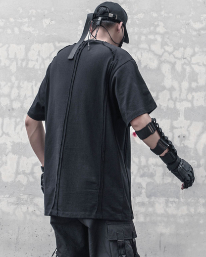 Futuristic Spliced Tech T-Shirt - urban techwear - Futuristic Spliced Tech T-Shirt for Urban Style - View 2