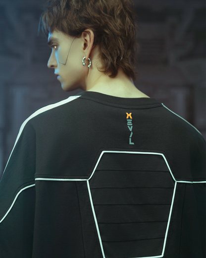 Futuristic Star Alliance Sports Tee -  black t-shirt - Futuristic Cyberpunk Sports Tee with Unique Design - View 3