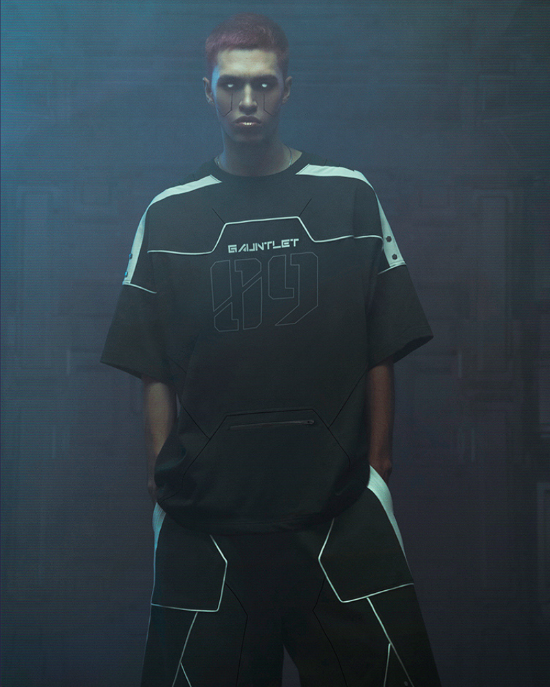 Futuristic Star Alliance Sports Tee -  cotton sports tee - Futuristic Cyberpunk Sports Tee with Unique Design - View 4