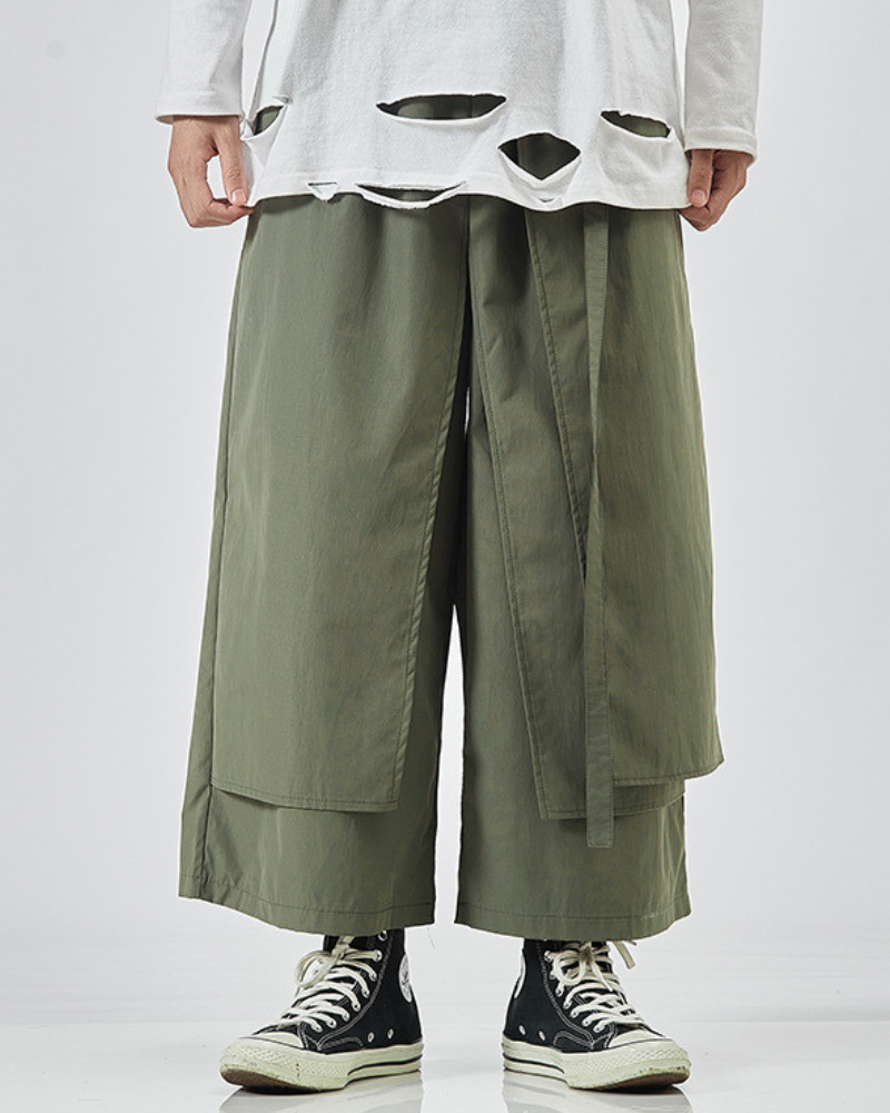 Futuristic Utility Hakama Pants - japanese style pants - Futuristic Utility Hakama Pants for Stylish Comfort - View 2