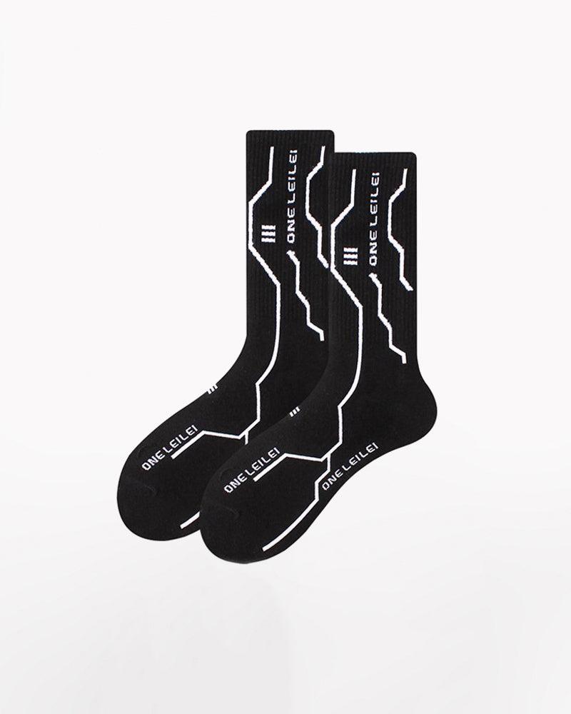 Techwear socks - Futuristic Warrior Cyberpunk Socks - Chinese Character Printed by Imaphotic