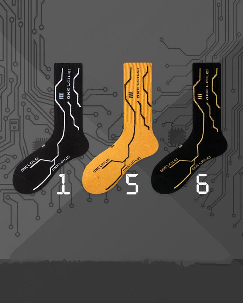 Techwear socks - Futuristic Warrior Cyberpunk Socks - Chinese Character Printed by Imaphotic