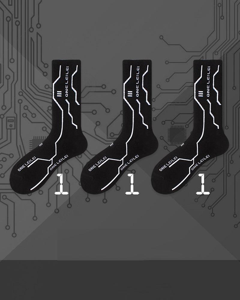 Techwear socks - Futuristic Warrior Cyberpunk Socks - Chinese Charater by Imaphotic