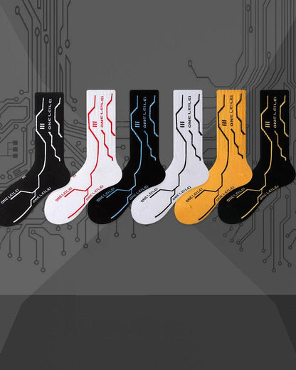 Futuristic Warrior Cyberpunk Socks - cyberpunk socks - Futuristic Warrior Cyberpunk Socks in Cotton - View 2